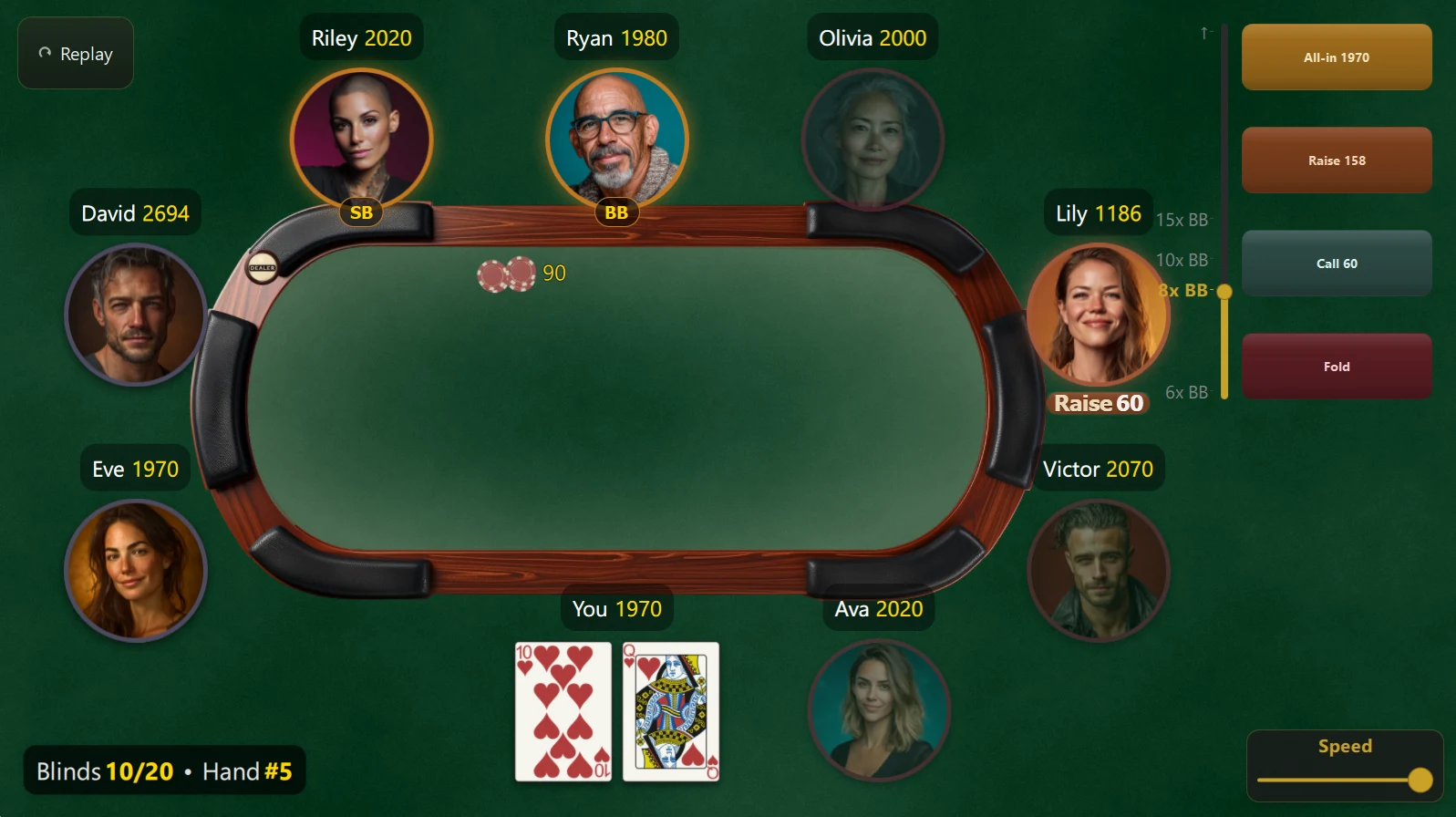 SparringPoker Texas Hold'em training table