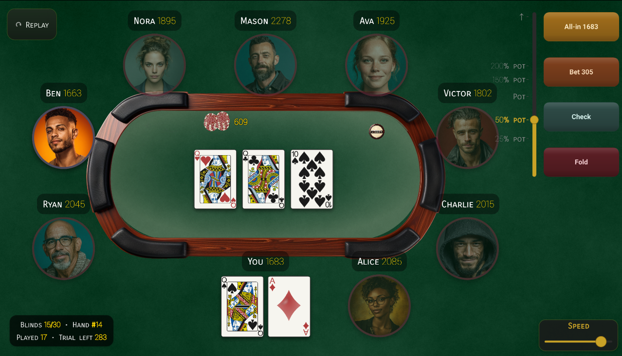 SparringPoker table interface